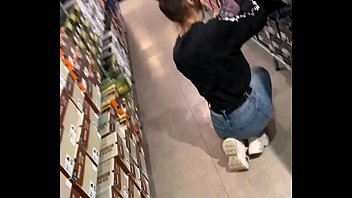Store worker tight jeans booty